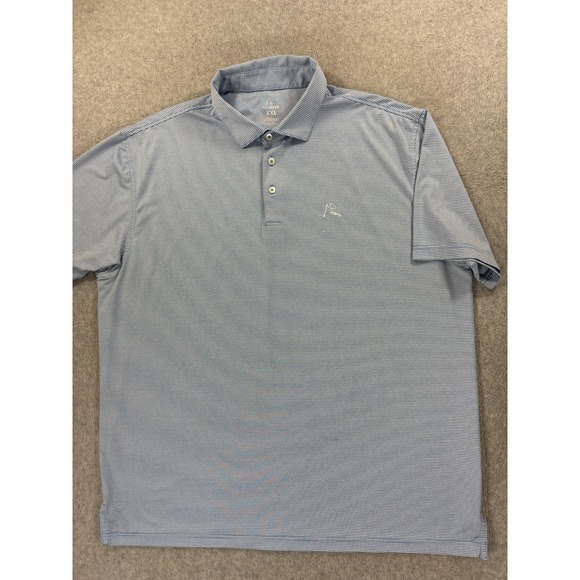 Rhoback THE WHALER Striped Short Sleeve Polo Shirt (Men's 2XL) BLue‎